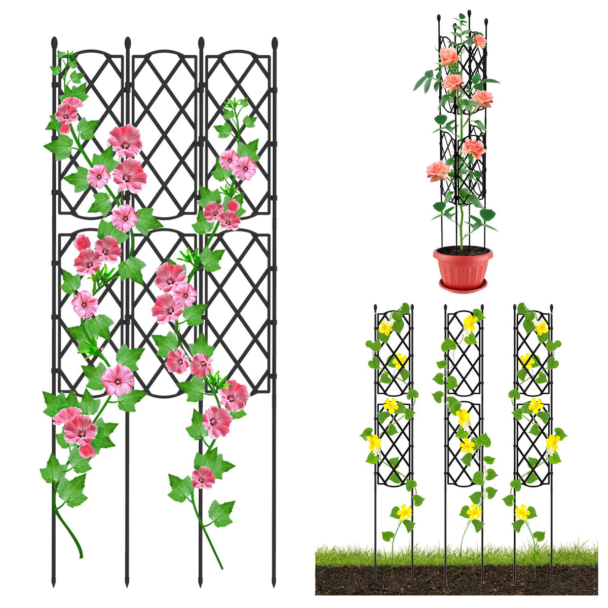 HASTHIP® Trellis for Flower Bed DIY Assembly Upright Climbing Trellis for Plants Outdoor Indoor Plant Trellis for Flower Pots Decorative Climbing Trellis