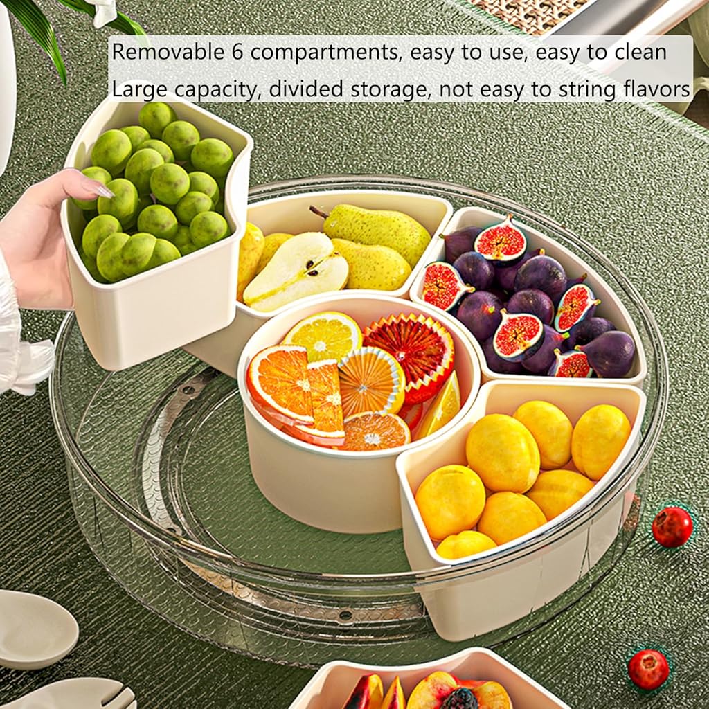 HASTHIP® upvox Split Tray Fruit Snack Box with Lid and Handle, Gray White in Color