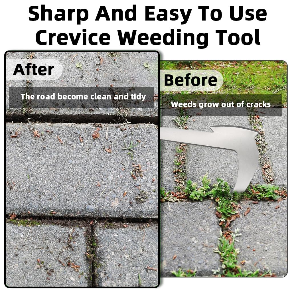 HASTHIP Stainless Steel Manual Weeder for Gardening with Built In Small Axe | Ergonomic Wooden Handle 11.8 in
