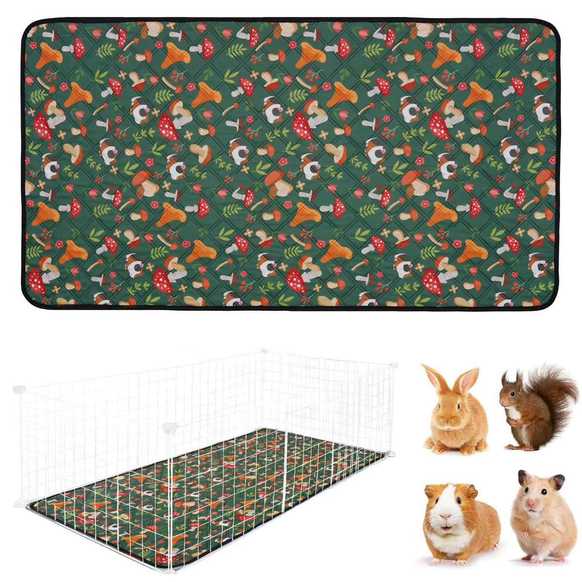 HASTHIP® Forro de Jaula para Cobayas Lavable y Reutilizable,Alfombrilla Impermeable y Súper Absorbente para Jaulas de Mascotas Pequeñas,Antideslizante Secado Rápido 1 Unidad Verde Oscuro