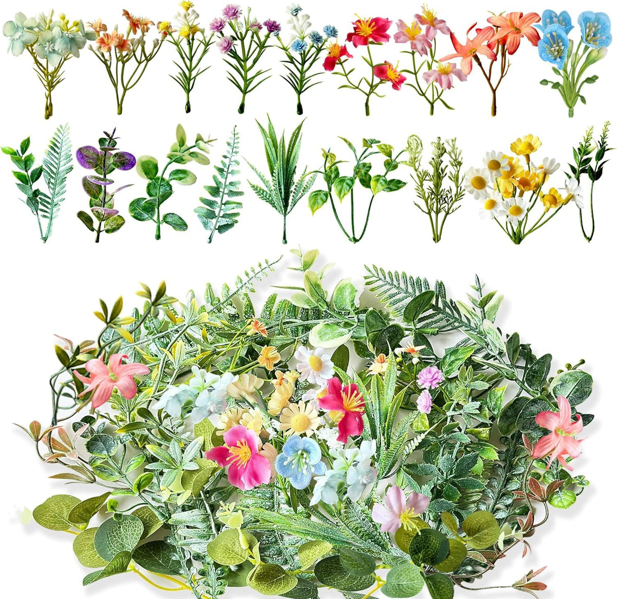 HASTHIP® 12PCS Artificial Rose Flower Heads with Clip
