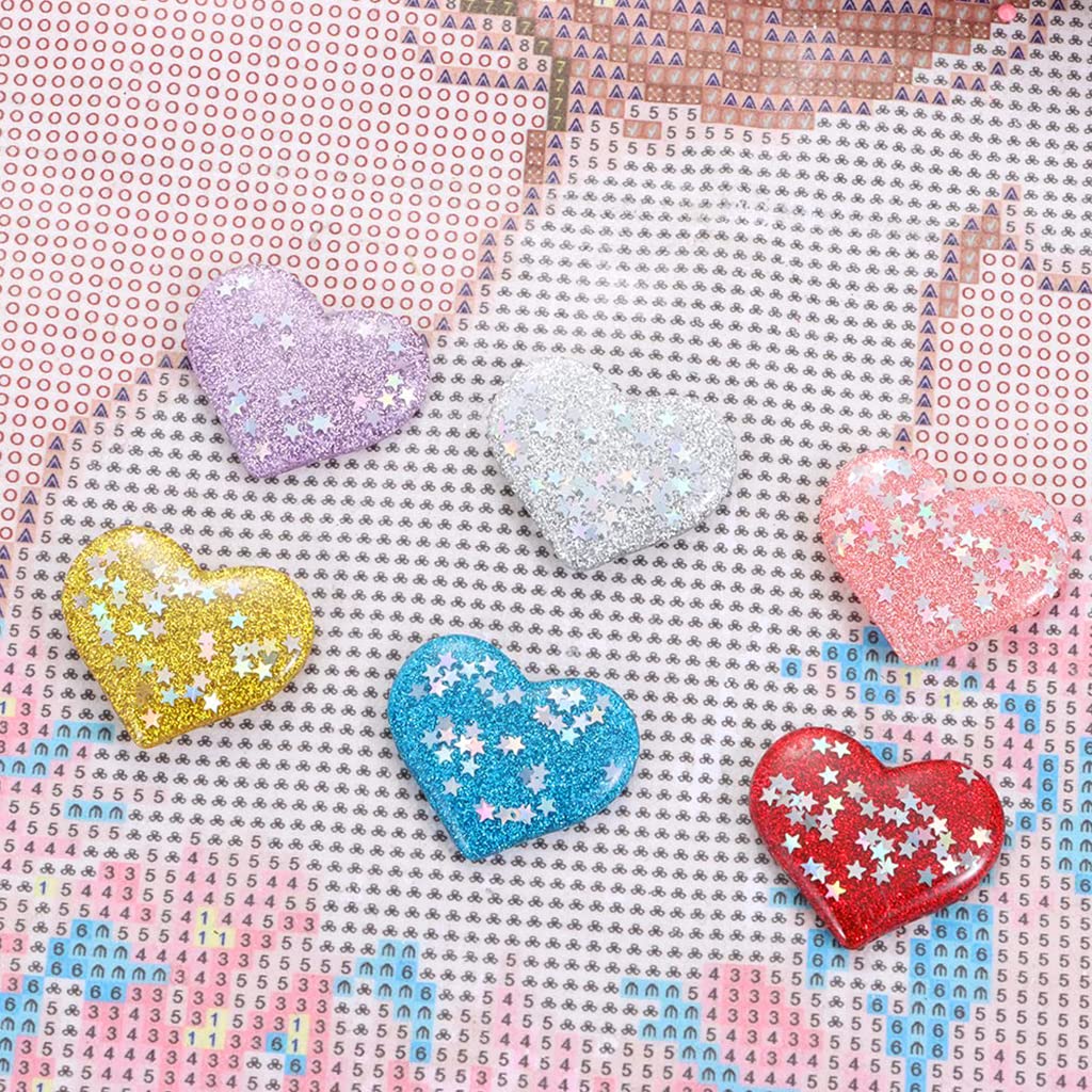 HASTHIP Diamond Painting Magnet Cover Holder for DIY Crafts with Dual Magnets 6pcs | Heart Shape Rainbow Set