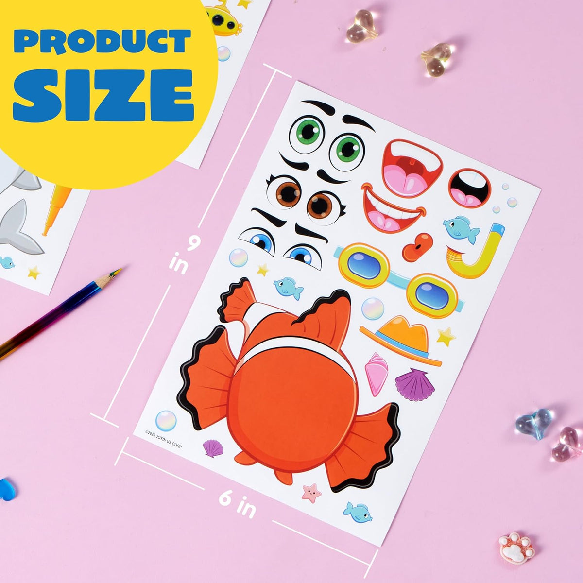 HASTHIP® Make-a-Face DIY Animal Stickers Set for Kids, Creative Character Sticker Sheets with 3D Animal Faces, Flexible PVC Vinyl Craft Stickers for Decorating Notebooks, Gifts, and Party Supplies Use