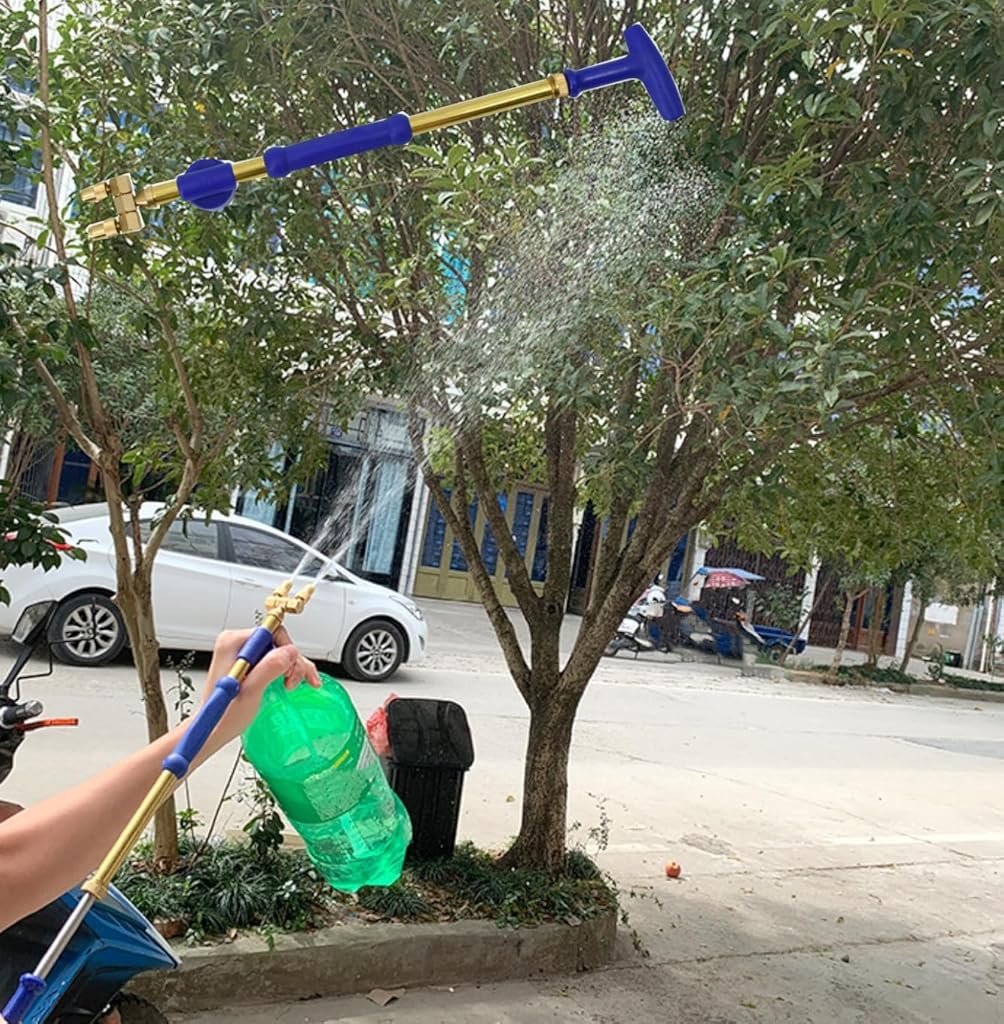 HASTHIP® Manual Garden Sprayer with 2 Adjustable Nozzles Portable Push Pull Pump for Gardening Greenhouse Planting Bush Flower Suit for Most Bottles Without Bottle 3 PCS