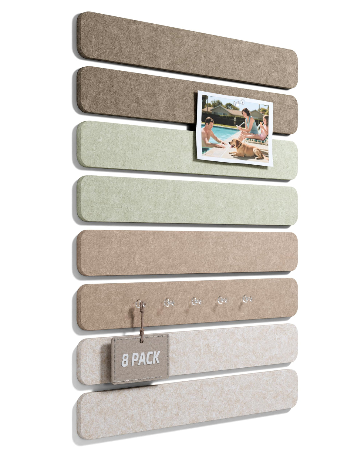 HASTHIP® Felt Board Strips 8-Pack 13"x2" with 50 Push Pins, Adhesive Bulletin Board Alternative for Wall, Office, Home, Classroom, Easy Mounting and Modern Design