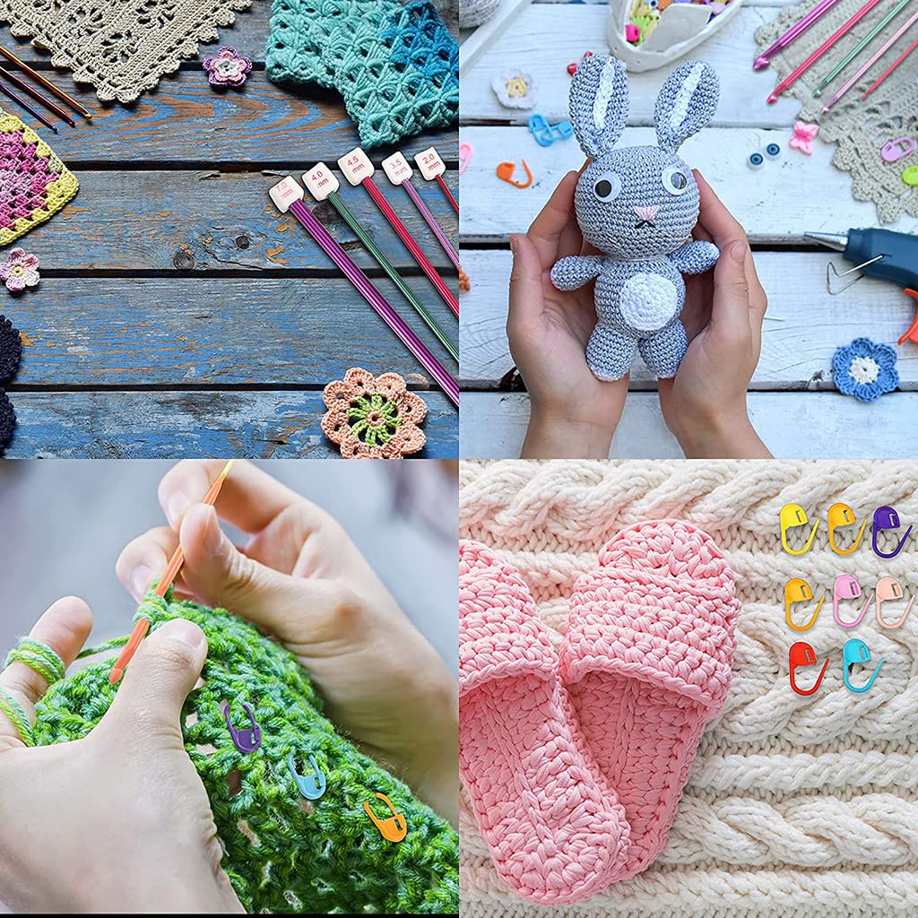 HASTHIP Crochet Hooks Set for Beginners with 40 pcs Full Kit and Ergonomic Rubber Handles | Green Case