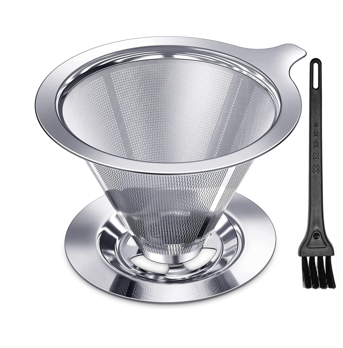 HASTHIP Pour Over Coffee Dripper for Manual Brewing with Dual 800 Mesh Filter | 1–6 Cup Stainless Steel Reusable Maker