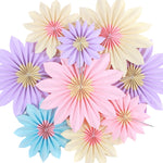 HASTHIP® 9Pcs Hanging Flower Paper Fan, Pastel Paper Flower Decor Kit with Self-Adhesive Closure, 3 Sizes, Soft Pastel Party Decorations for Birthday Baby Shower Wedding Nursery Wall Decor