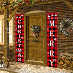 HASTHIP Christmas Decorations Outdoor Yard Porch Sign Set with 1.8m x 30cm Banners | Red Black Buffalo Plaid Merry Xmas Door Decor