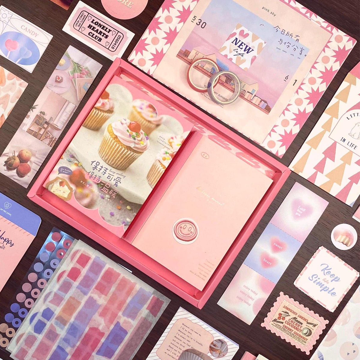 HASTHIP Scrapbook Stickers Kit for Journals and Planners with 346 pcs A6 Grid Notebook | Vintage Papers and Washi Tapes for DIY Crafts