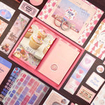 HASTHIP Scrapbook Stickers Kit for Journals and Planners with 346 pcs A6 Grid Notebook | Vintage Papers and Washi Tapes for DIY Crafts