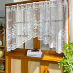 HASTHIP® White Lace Sheer Valance Curtain with Arched Floral Embroidery, Rod Pocket Window Treatment for Kitchen, Bathroom, Bedroom, Elegant Decorative Door Panel 63x39 Inch