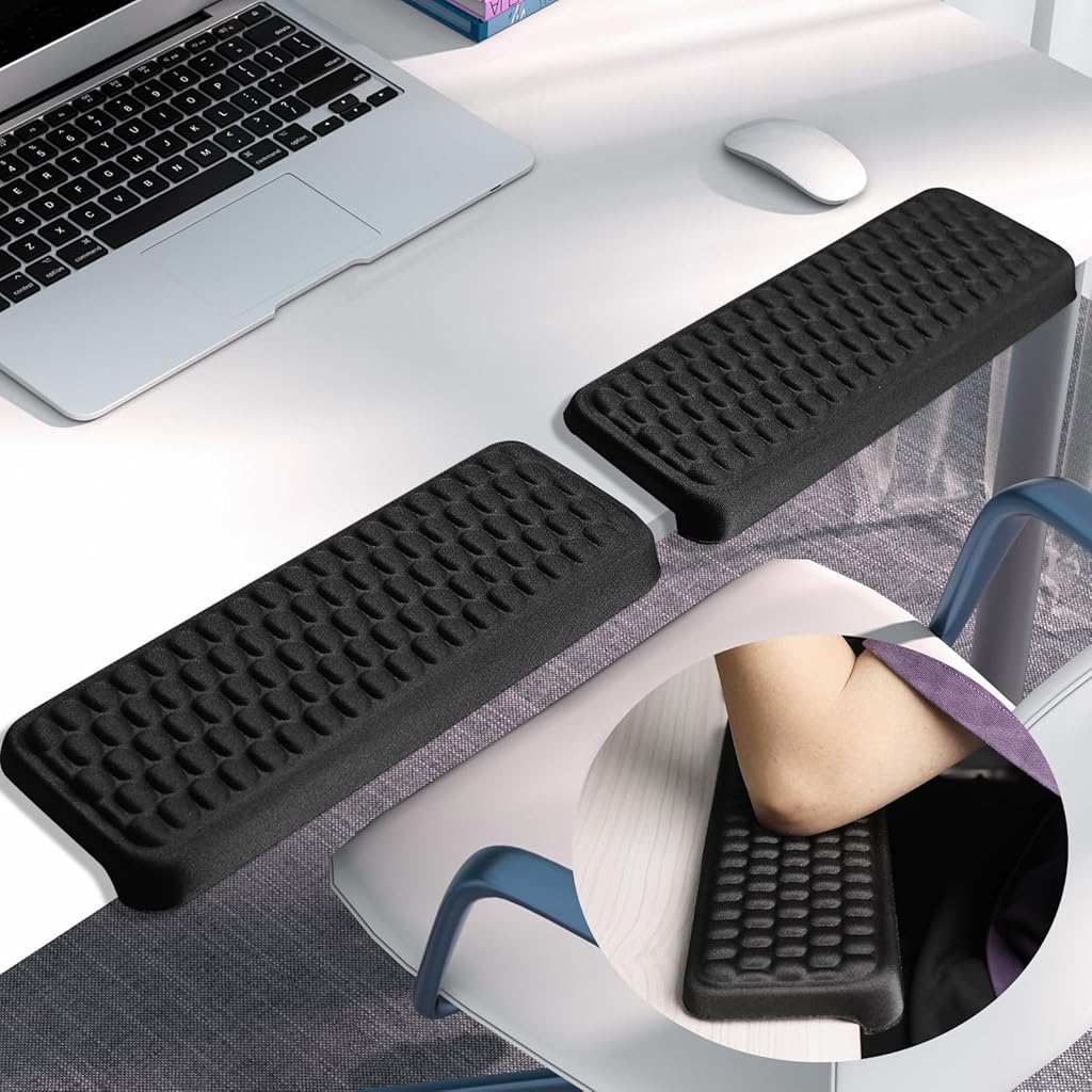 HASTHIP® Reposamuñecas Ergonómico y Almohadillas de Codo en Espuma Viscoelástica,Juego de 2 con Base Antideslizante,Soporte para Teclado y Ratón Descansa Brazos para Oficina Hogar -