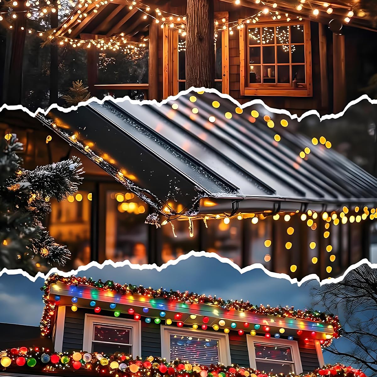 HASTHIP Christmas Light Clips for Outdoor Decorations with Drainage Slot | 50 Stainless Steel Wire Holders