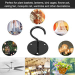 HASTHIP® 4Pcs Heavy Duty Metal Ceiling Hooks with Screws for Hanging Plants, Flower Pots, String Lights, Wind Chimes, Bird Feeders, Wall Mounted Hooks for Balcony, Porch, Garden, Black