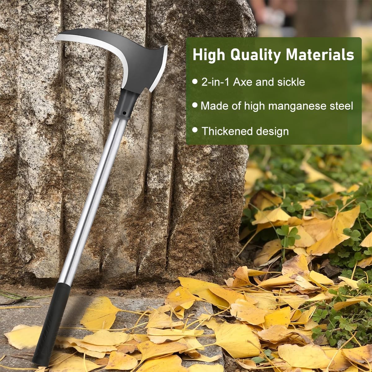 HASTHIP Carbon Steel Axe Tool for Wood Cutting and Grass Removal 52 cm | 2 in 1 Design with Anti Slip Handle