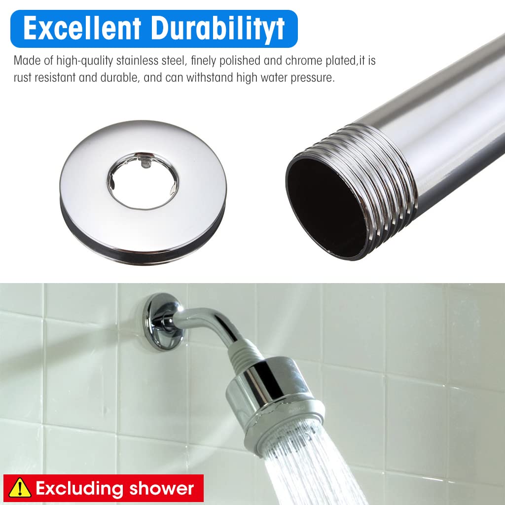 HASTHIP 6 Inch Chrome Wall-Mounted Shower Arm with Flange for In-Wall Shower Systems
