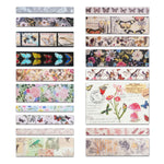 HASTHIP Vintage Washi Tape for Scrapbooking with 18 Rolls 6 Sizes and Gold Silver Foil | Writable Floral Butterfly Design