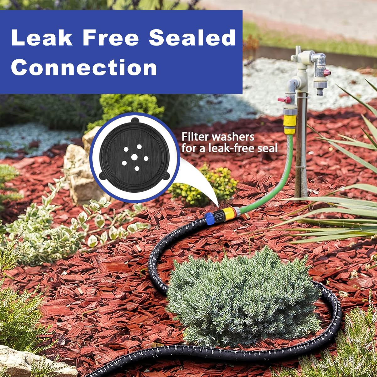 HASTHIP® Garden Hose 49.2Ft PVC Soaker Hose with High Density Polyester Webbing Wrap Universal Garden Soaker Hose Penetration Hose Porous Weep Hose for Gardening, Watering Garden Beds, Irrigation