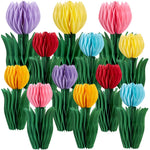HASTHIP® 12 Pcs Tulip Honeycomb Decorations, Spring Decorations for Office, Spring Table Decor