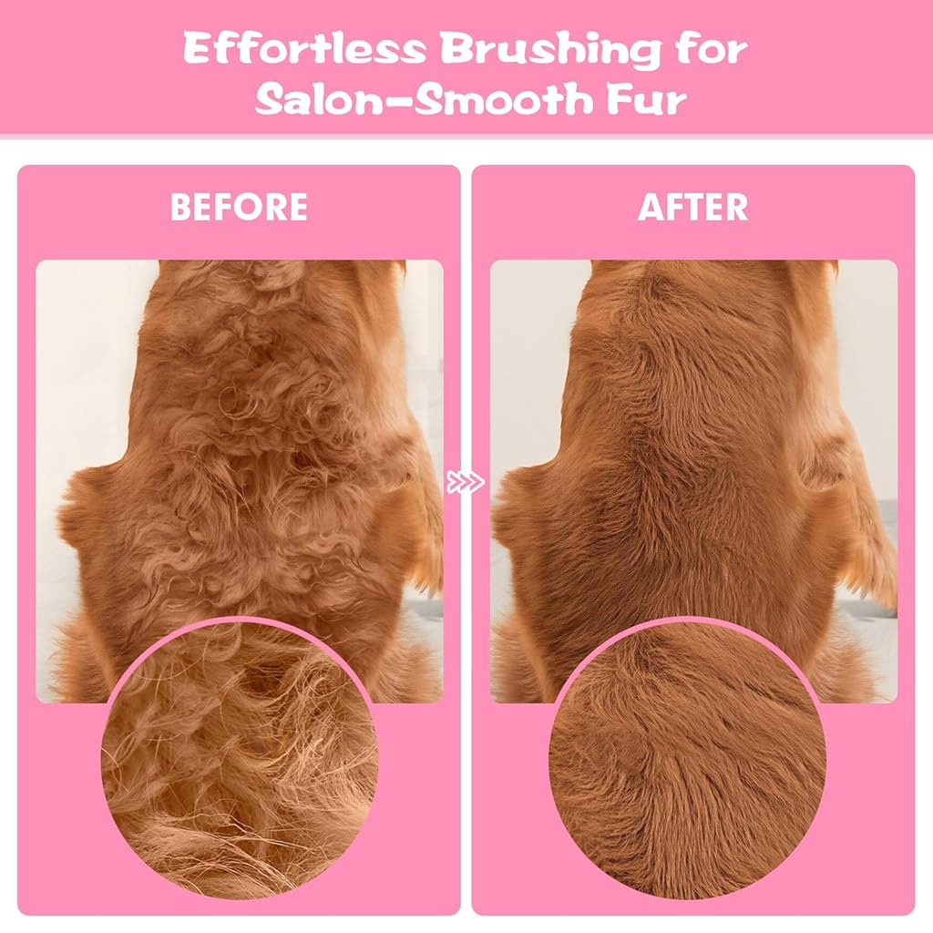 HASTHIP® 6 PCS Flea Comb for Dogs and Cats, Stainless Steel Dog Cat Grooming Combs, Fine & Wide Tooth Lice Comb, Tick Removal Tool, Tear Stain Remover, Dematting Brush, for Small, Medium Pets, Pink