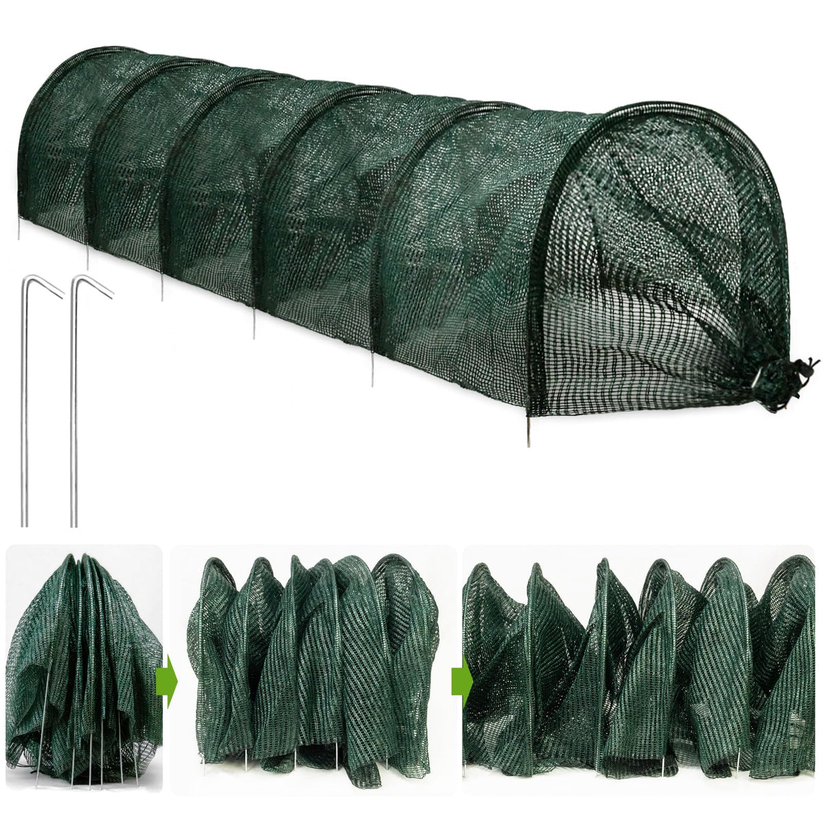 HASTHIP 2 in 1 Portable Greenhouse for Vegetables with Quick Release Technology | 300×45×45 cm Green Shade Cover