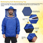 HASTHIP Beekeeping Suit Top with Detachable Veil and Elastic Cuffs for Outdoor Work