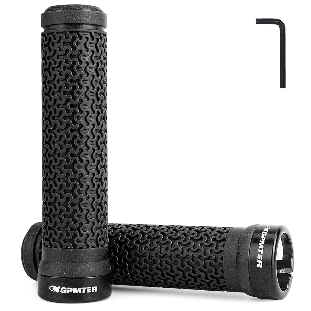 HASTHIP® Bike Handlebar Grips, Single Lock on Bicycle Handle Bar, for BMX, Mountain, MTB, Beach Cruiser, Scooter, Folding Bike, Soft Non-Slip-Rubber Hand Grip Comfortable Ergonomic-Black