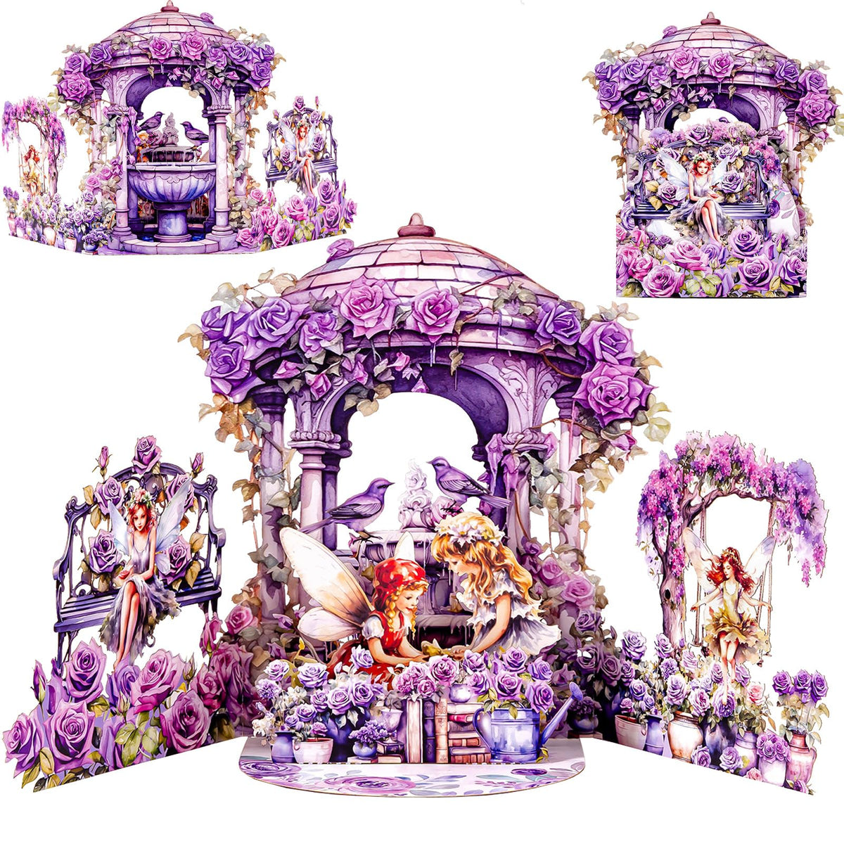 HASTHIP® Tarjeta Pop-Up 3D Castillo de Cuento de Hadas Hecha a Mano,Tarjeta Morada para Cumpleaños,Aniversario Boda o Día San Valentín con Nota y Sobre Regalo Romántico y Recuerdo