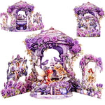 HASTHIP® Tarjeta Pop-Up 3D Castillo de Cuento de Hadas Hecha a Mano,Tarjeta Morada para Cumpleaños,Aniversario Boda o Día San Valentín con Nota y Sobre Regalo Romántico y Recuerdo