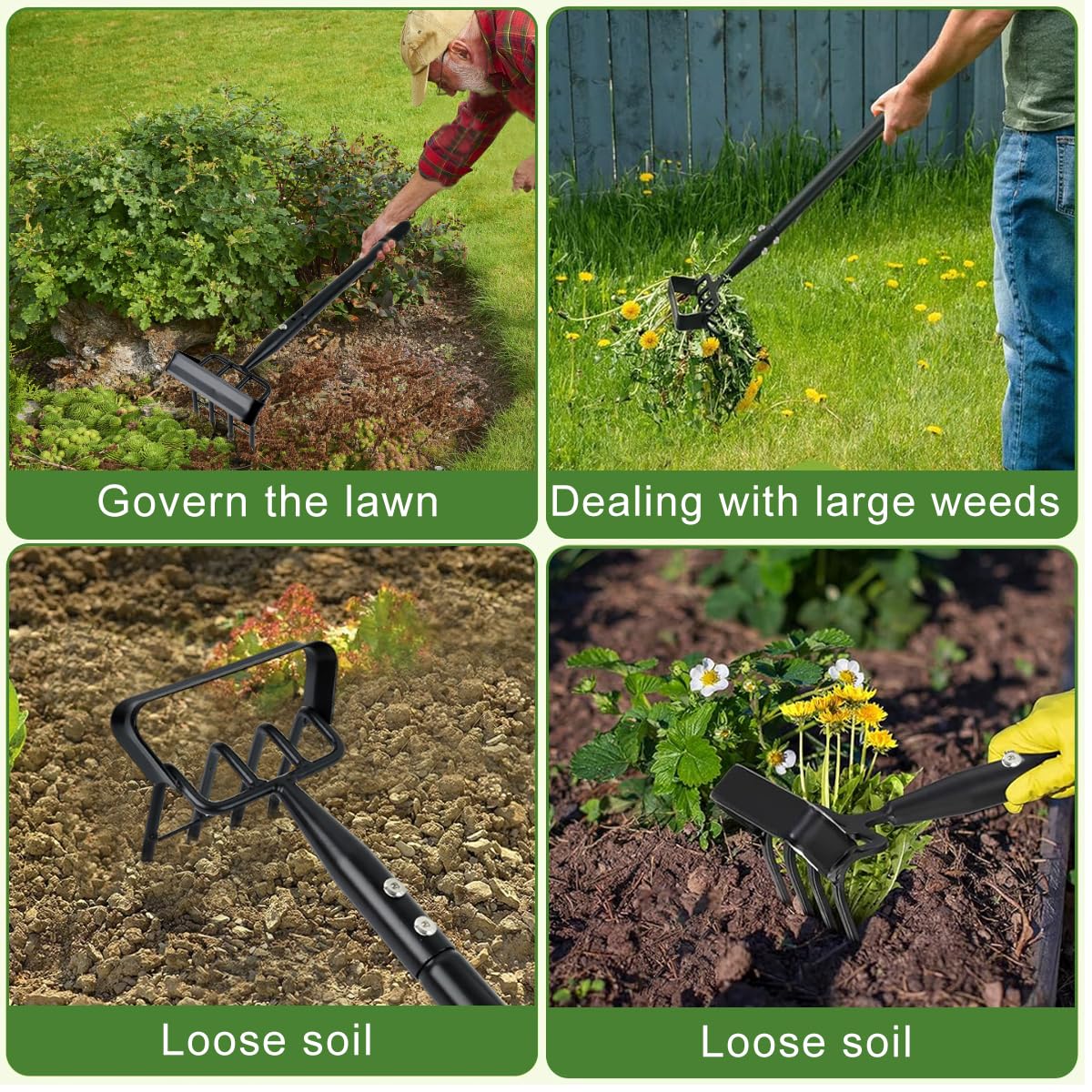 HASTHIP Gardening Weeder for Soil Cultivation featuring 4 Claws and 19.6 in Handle | Manganese Steel Tool