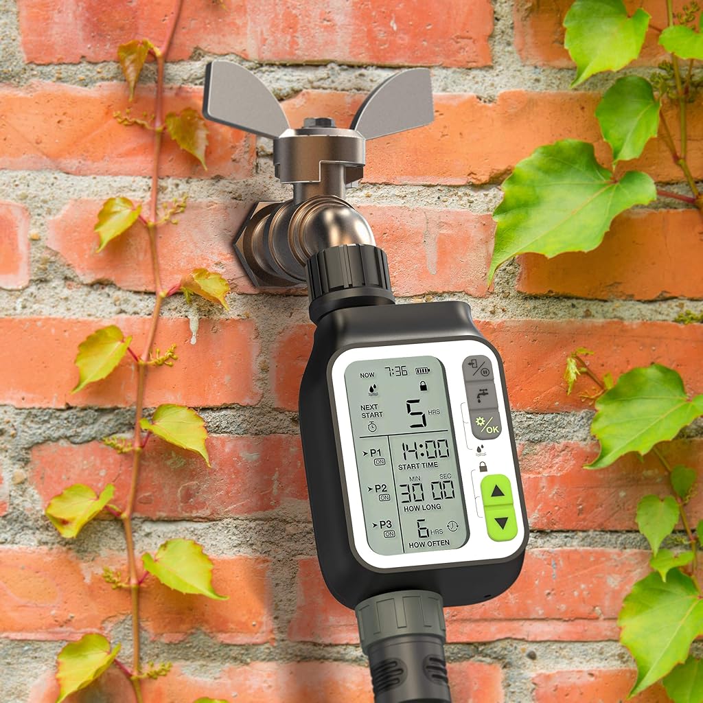 HASTHIP® Drip Irrigation Timer for Garden Farm Irrigation Water Timer with Rainy Sensor Multi Programs Automatic Watering System Waterproof Digital Timer for Lawns 2PCS