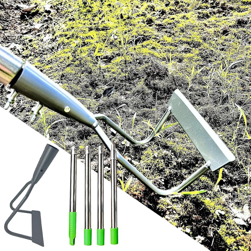 HASTHIP® 1.6m Gardening Weeder Assembly Long Handle Iron Weeder Wide Hoe Design Labor Saving Manual Gardening Weeder for Removing Weeds, Loosening Soil, Mixing Mulch & Compost