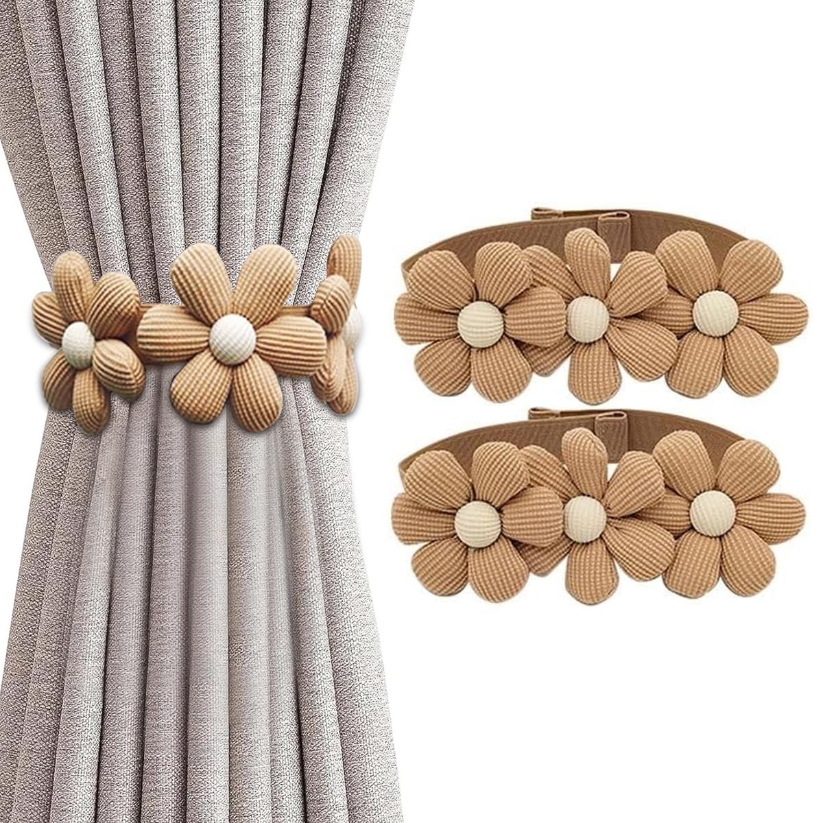 HASTHIP Curtain Tie Backs for Home Decor featuring Button Design and Cotton Fabric | 2 Pack