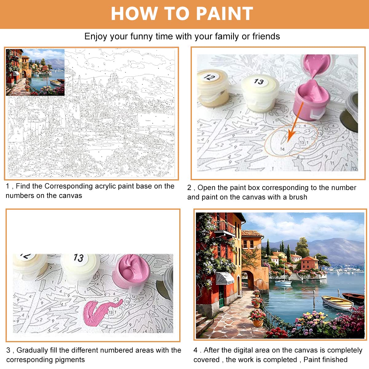 HASTHIP Paint by Numbers Kit for DIY Wall Art with 40x50cm Canvas and Acrylic Colors | Ideal for Adults and Kids
