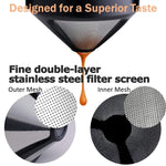 HASTHIP Filter Coffee Maker for Pour Over with Double Mesh Design | 2PCS Stainless Steel Dripper