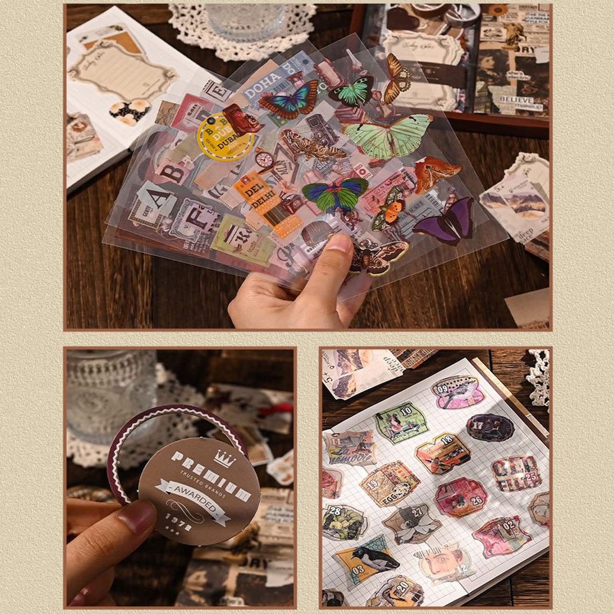 HASTHIP Journaling Kit for DIY Scrapbooking with 136 Vintage Stickers and A6 Notebook | Gift for Creative Artists