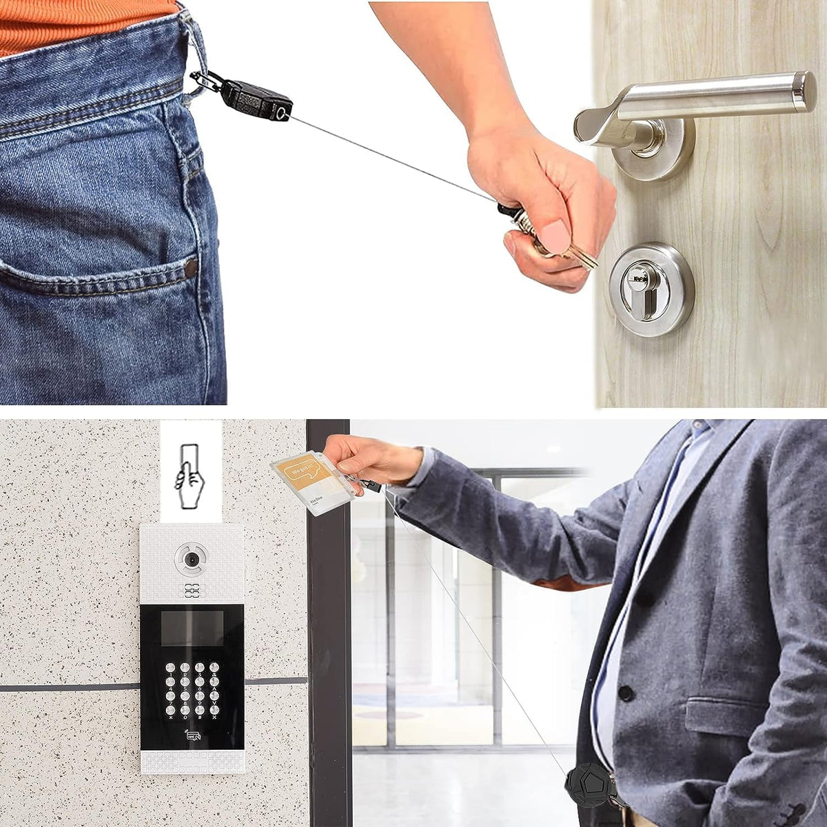 HASTHIP Retractable Keychain for Keys and ID Badges with 31.7 in Steel Cord & Quick Release Carabiner