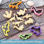 8Pcs Dinosaur Cookie Cutters Set Stainless Steel Cookie Cutter Mold Fruit Slice Mold Cake Molds for DIY, Kitchen, Baking, Kids Dinosaur Theme Birthday Party Supplies Favors