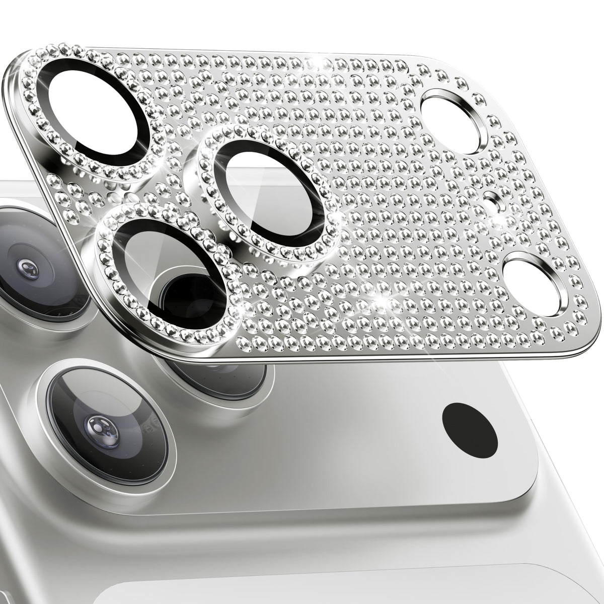 HASTHIP® Protector de Lente de Cámara para iPhone 17 Pro MAX 6.9 Pulgadas,Vidrio Templado 9H con Marco Aleación Aluminio Brillante,Cobertura Completa Antirrayas Compatible con Funda - Plata