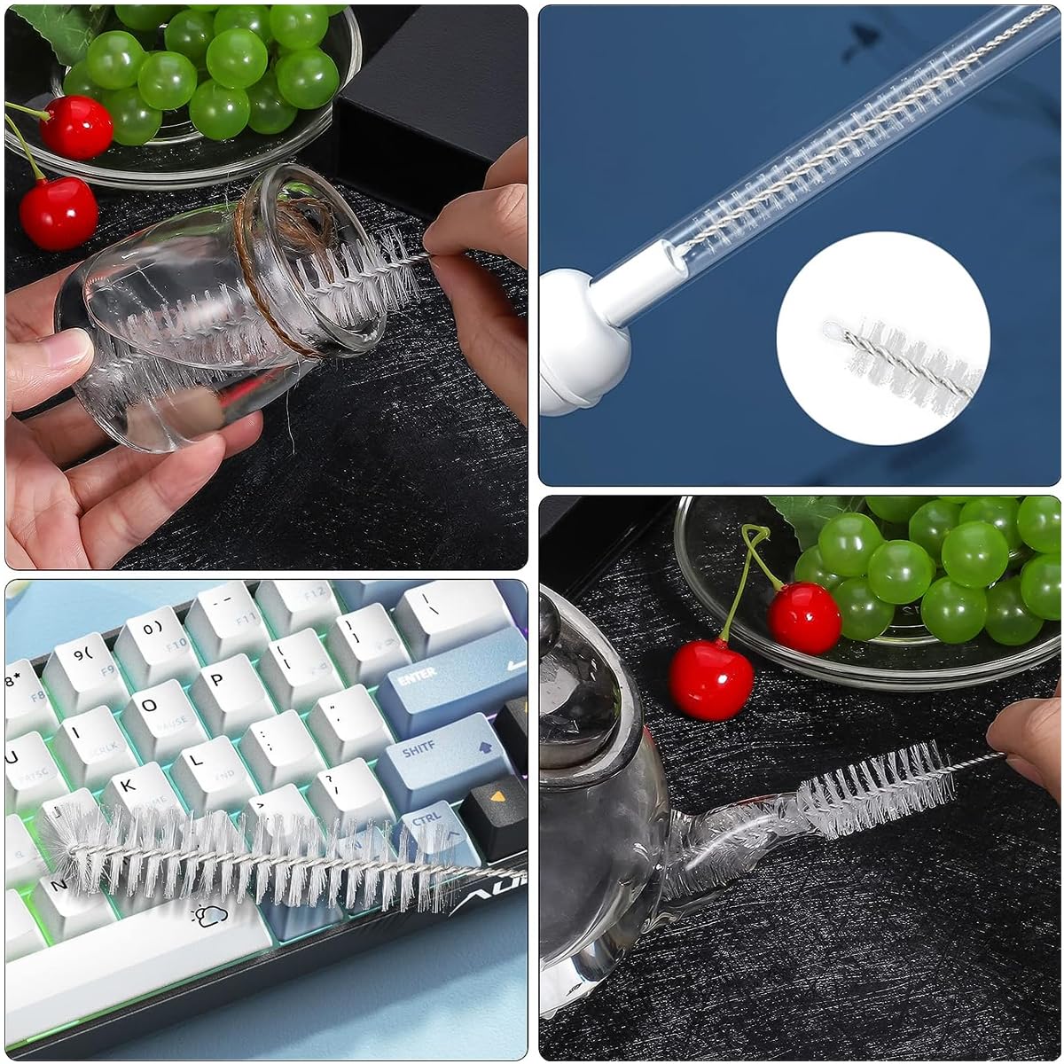 HASTHIP Straw Cleaner Brushes Set for Bottles and Cups 24 pcs 8 in | Stainless Steel and Nylon