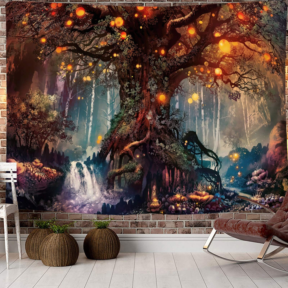 HASTHIP Tree of Life Tapestry for Living Room featuring Clear Print Design 50x60 in Brown