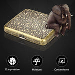 HASTHIP® 1 Piece Retro Cigarette Case with Gift Box Portable Cigarette Box for 20 Cigarettes Elegant Cigarette Box (Grass) Gifts for Men (Bronze, 9.5x8.4cm)