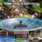 Solar Water Fountain for Garden, 1.5W Solar Water Pump with 6 Nozzles, Max 1.1m Water Column Solar Fountain for Home Garden Pond Bird Bath Pool