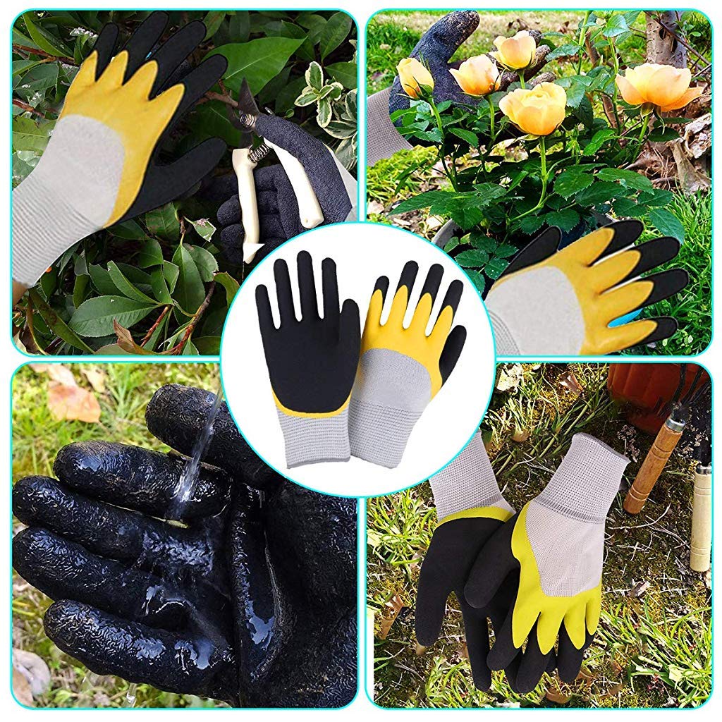 5Pcs Gardening Tools for Garden Home Patio, Heavy Duty Aluminum Tools Set with Gardening Transplanting Spade, Cultivator, Pruner, Trowel and Gardening Gloves, Durable Gardening Accessories