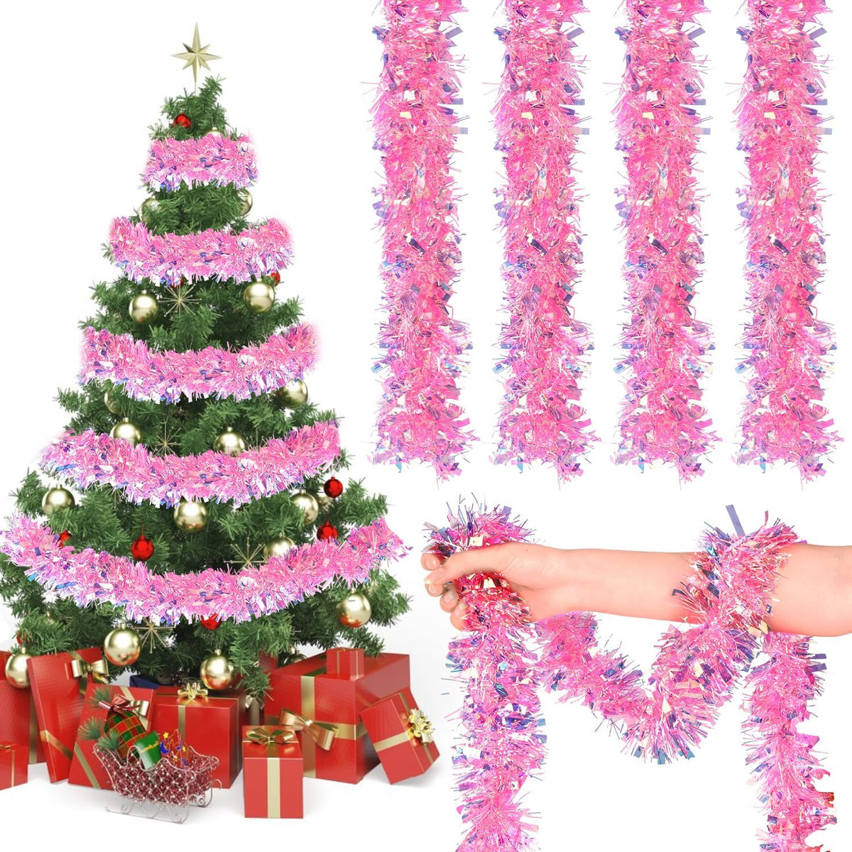HASTHIP® Christmas Glitter Wire Wrapped Garland