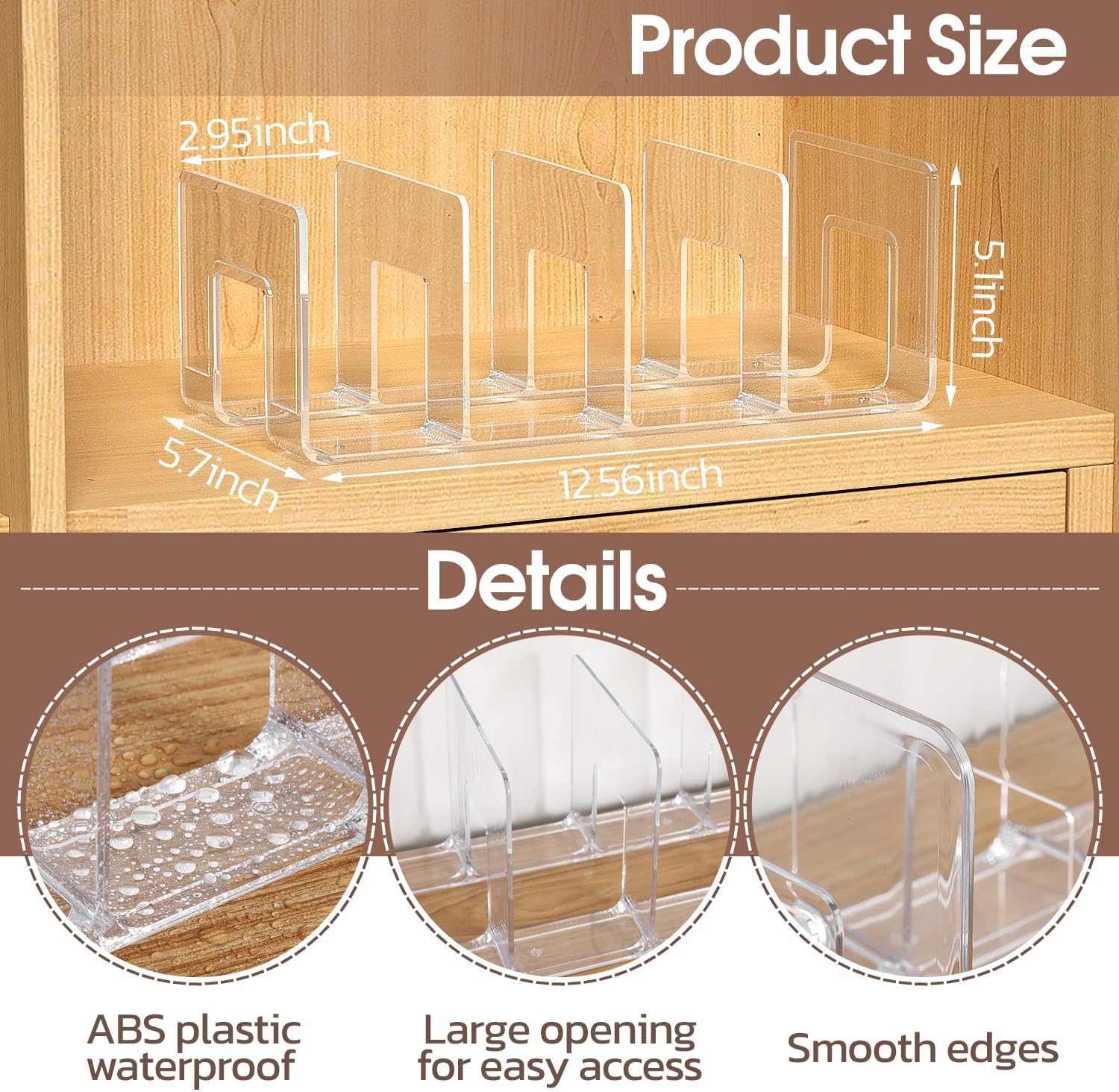 HASTHIP Shelf Divider for Wardrobe with 4 Compartments Clear Acrylic 1–  Hasthip