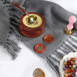 HASTHIP Wax Seal Stamp Kit for Envelopes and Invitations with Brass Spoon and 7.5 cm Furnace | Wood and Metal Wax Melting Set