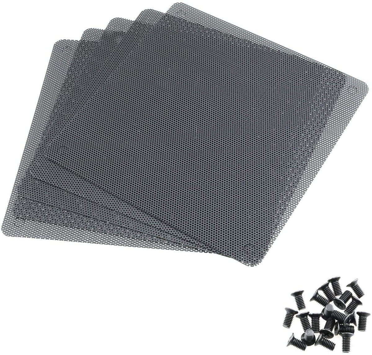 5pcs 12cm PC Fan Dust Filter Black Square PC Computer Mesh Dustproof Case Cover Fan PC Dust Filter Cooler with 20 Screws (12cm)