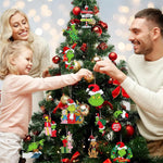 HASTHIP® 24pcs Funny Grinch Christmas Decorations Christmas Tree Wooden Hanging Ornaments Assorted Grinch -themed Christmas Tree Decorations for Home Decor Merry Grinch Mas Party Home Decoration